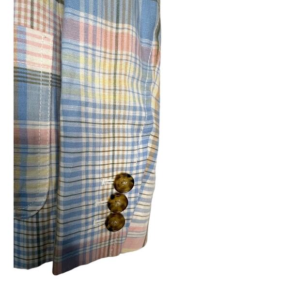 Talbots Plaid Linen Blend Blazer Size 6 - Picture 3 of 5